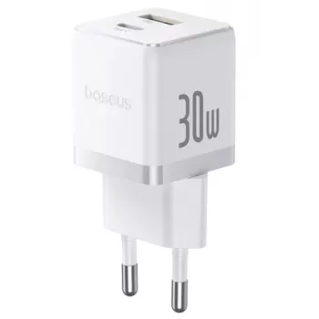 Baseus Palm 30W USB-C USB-A zidni punjač bijeli EU utikač