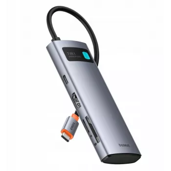 Baseus Metal Gleam 7-u-1 USB-C hub HDMI 4K 60Hz 3x USB 3.0 USB-C PD SD microSD sivi