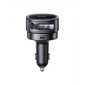 Baseus PrimeTrip VR1 60W punjač za automobil s uvlačivim USB-C kabelom, crni