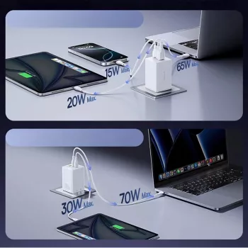 Baseus EnerFill FE11 2 x USB-C / USB-A 100W - bijeli