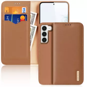Dux Ducis Hivo novčanik futrola za Samsung Galaxy S23+ s RFID zaštitom, stalkom, smeđa