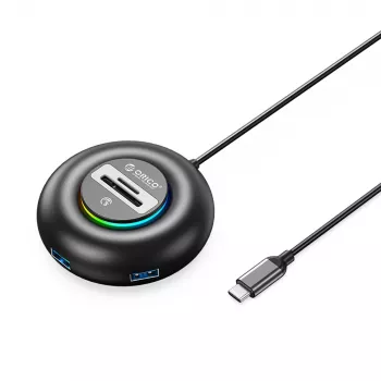 ORICO YXR5-C3 RGB 4-portni USB-A 3.0 hub sa SD i microSD čitačem kartica, 1,8m kabel, crni