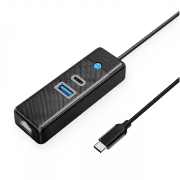 ORICO PWCUR-C3 3-portni USB-C koncentrator s USB-A 3.0, USB-C 3.0 i Gigabit Ethernet - crni