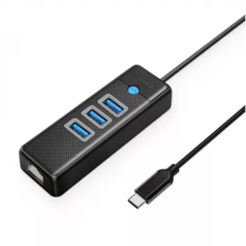 ORICO PW3UR25-C3 USB-C Hub 4-Port 3x USB-A 3.0 1x RJ45 2.5G Ethernet 1.8m Black