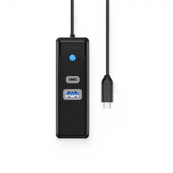 ORICO PW3UR25-C3 3-portni USB-C koncentrator s 2,5G Ethernetom, 1x USB-A 3.0, 1x USB-C 3.0, kabel 1m, crni