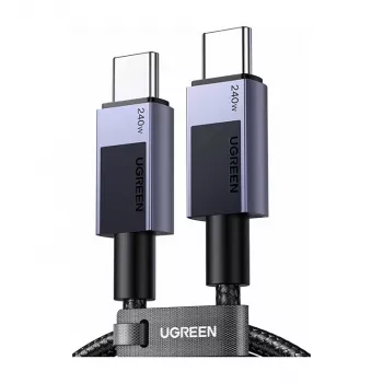 UGREEN L513 USB-C na USB-C kabel 240W PD3.1 480Mbps najlonski pleteni aluminijsko kućište ugrađena vezica 1m sivi (45067)