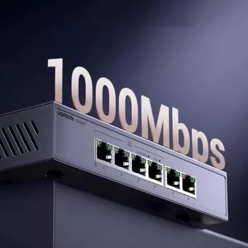 Ugreen 6-portni Gigabit Ethernet preklopnik s PoE+ - sivi