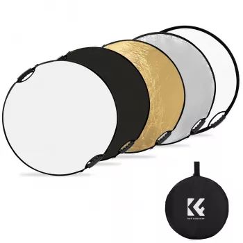 K&F Concept 5-u-1 okrugli foto reflektor s ručkom 80cm (32 inch) - zlatni/srebrni/bijeli/crni/prozirni difuzor za portretnu, studijsku i vanjsku fotografiju