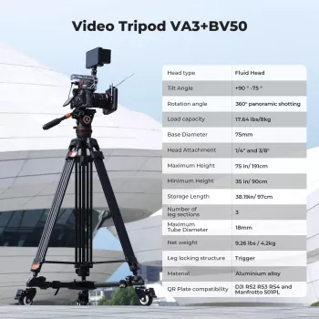 K&F Concept profesionalni video stativ s fluid glavom 192cm KF09.147