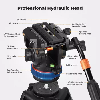 K&F Concept profesionalni video stativ s fluid glavom 192cm KF09.147