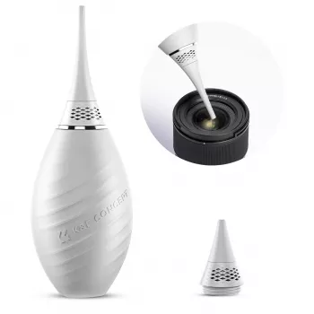 K&F Concept 2-u-1 puhalica za zrak s izvlačivom četkicom za čišćenje objektiva fotoaparata, senzora i optike - bijela (KF08.048)