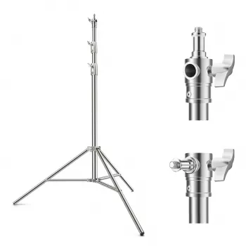 K&F Concept KF34.044 280cm aluminijski stalak za rasvjetu s 1/4 inča-20 i 3/8 inča-16 okretnim klinom, nosivost 5kg, 3-dijelni, flip brave, opružno prigušenje, crni