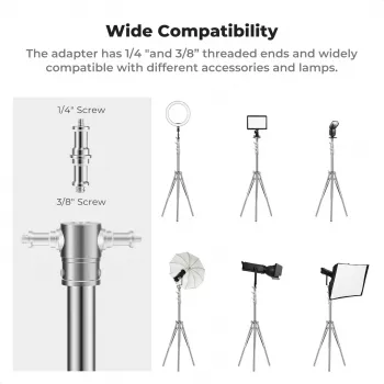 K&F Concept KF34.044 280cm aluminijski stalak za rasvjetu s 1/4 inča-20 i 3/8 inča-16 okretnim klinom, nosivost 5kg, 3-dijelni, flip brave, opružno prigušenje, crni