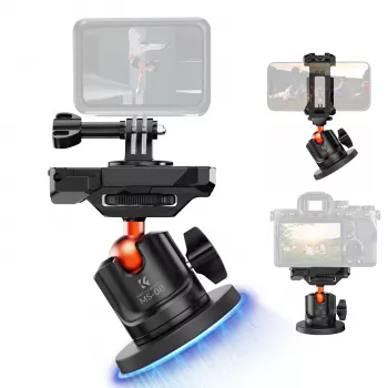 KF 3D kuglasta glava magnetski držač stativa za GoPro pametni telefon kameru s 1/4 inch navojem KF31.156 crni