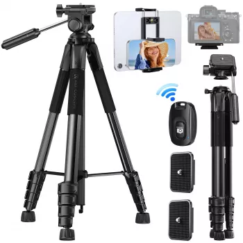 K&F Concept kompaktni stativ za fotoaparat za DSLR i telefon, crni