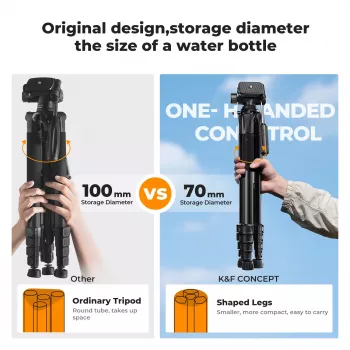 K&F Concept kompaktni stativ za fotoaparat za DSLR i telefon, crni