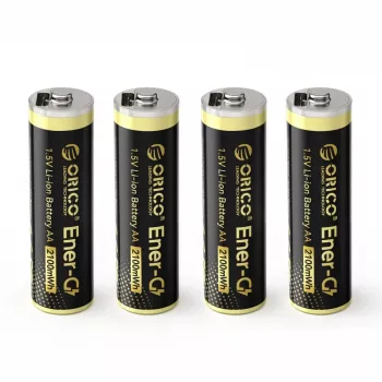 ORICO Ener-G EG5C 1,5 V 2100 mWh punjiva AA LiPo baterija s USB-C kabelom za punjenje, paket od 4