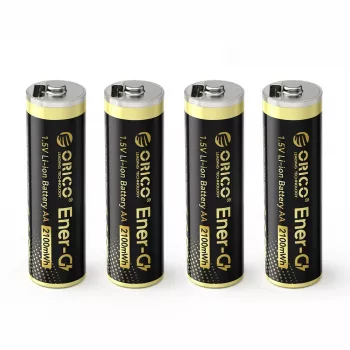 ORICO Ener-G EG5C 1,5 V 2100 mWh punjiva AA LiPo baterija s USB-C kabelom za punjenje, paket od 4