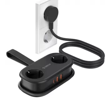 ORICO AP3 20W GaN produžni kabel 5-u-1 2x AC + 2x USB-A + 1x USB-C - crni