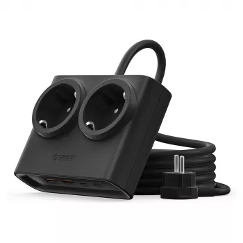 ORICO PDC25 25W 6-u-1 produžni kabel s 2 AC utičnice, 2 USB-A i 2 USB-C priključka - crni