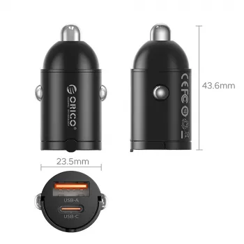 ORICO MiniRing 30W USB-A + USB-C punjač za automobil - crni