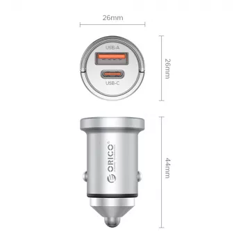 ORICO MiniRing Pro 45W USB-A + USB-C Car Charger - Silver