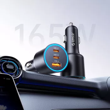 ORICO HyperDrive 165W auto punjač USB-A + 2x USB-C, crni