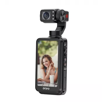Ordro Pocket M5 5K akcijska kamera s 3-osnim gimbalom, 12MP, Wi-Fi, crna