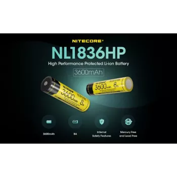 Nitecore NL1836HP 3600mAh 18650 Li-ion Button Top baterija