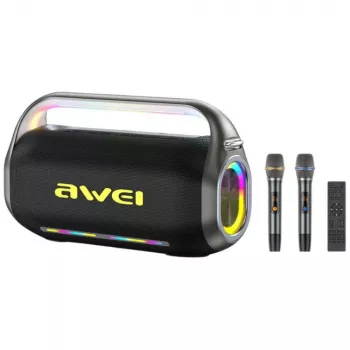 AWEI KT20 Portable Wireless Speaker 400W Bluetooth 5.3 with Karaoke Set Black