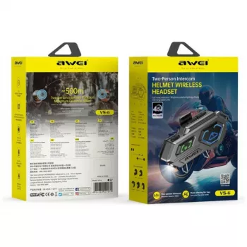 AWEI VS-6 Bluetooth interkom slušalice za motocikl crne
