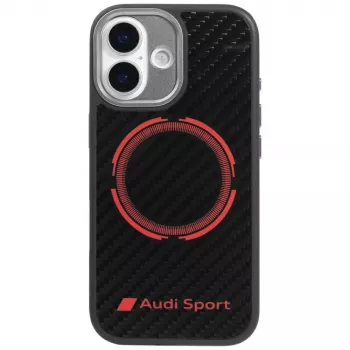 Audi RSQ Carbon Fiber Sport Red Circle MagSafe maska za iPhone 17 crna