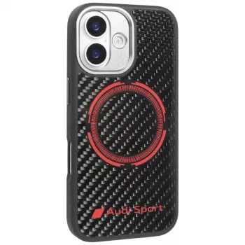 Audi RSQ Carbon Fiber Sport Red Circle MagSafe maska za iPhone 17 crna