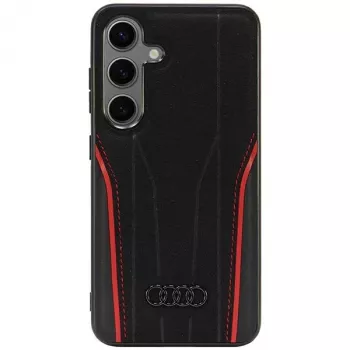 Audi Genuine Leather MagSafe Hard Case for Samsung Galaxy S24 (S921) - Black/Red
