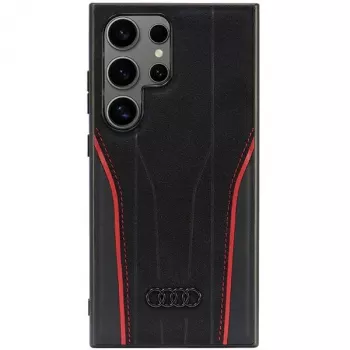 Audi MagSafe futrola od prave kože za Samsung Galaxy S24 Ultra crno-crvena tvrda futrola inspirirana modelom R8