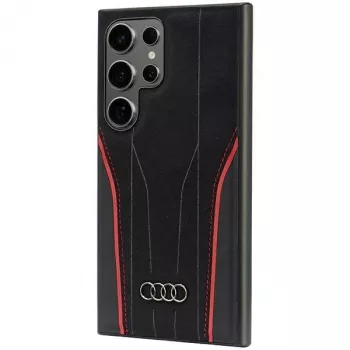 Audi MagSafe futrola od prave kože za Samsung Galaxy S24 Ultra crno-crvena tvrda futrola inspirirana modelom R8