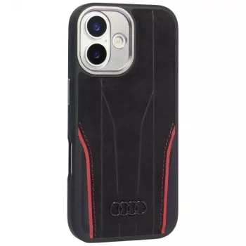 Audi R8 MagSafe futrola od prave kože za iPhone 17 crno-crvena