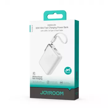 Joyroom JR-PBF27 Pro power bank 10000mAh 30W s ugrađenim USB-C kabelom i dodatnim dvosmjernim USB-C na Lightning kabelom - bijeli