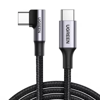 UGREEN USB-C na USB-C kutni kabel US334 5A PD 100W 2m crni