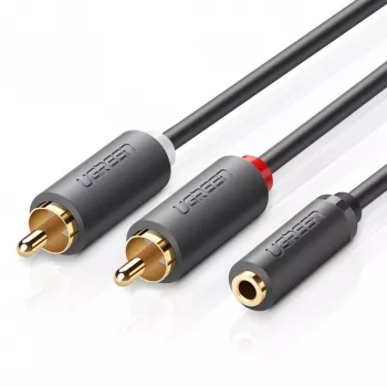 UGREEN AV102 audio kabel 2x RCA (Cinch) na 3,5 mm jack 0,25 m crni