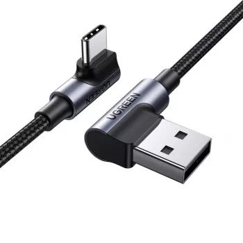 UGREEN USB-C na USB-A 2.0 kutni kabel US176, 3A, 3m crni