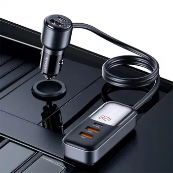 USAMS C40 Car Charger 3xUSB+2xUSB-C 165W PD+QC Fast Charge Black CC213CC01 (US-CC213)