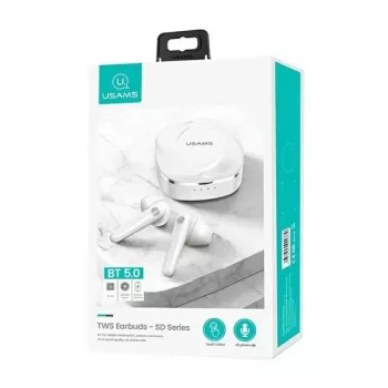 USAMS SDseries BHUSD01 True Wireless Stereo Bluetooth 5.0 slušalice, bijele