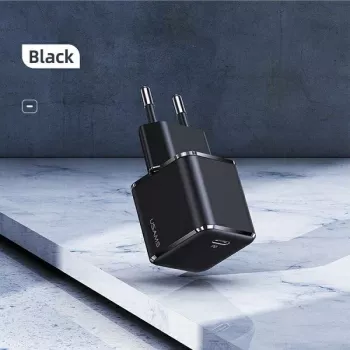 USAMS T42 Mini 25W USB-C PD3.0 brzi punjač (samo glava) crni CC140TC01
