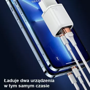USAMS 33W USB-C + USB-A zidni punjač PD3.0 QC3.0 brzo punjenje bijeli CC152TC02