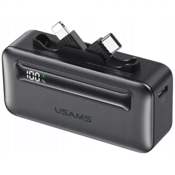 Powerbank USAMS XB-Series CD233 5000mAh PD 20W s USB-C / Lightning kabelom srebrni