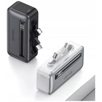 Powerbank USAMS XB-Series CD233 5000mAh PD 20W s USB-C / Lightning kabelom srebrni