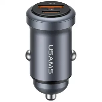 USAMS auto punjač 30W USB-A USB-C, CC322