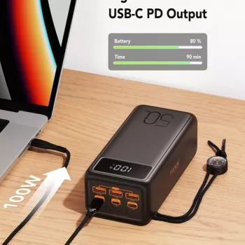 VEGER powerbank Tank Boost PD QC3.0 5A 130W 56000 mAh crni W5001C