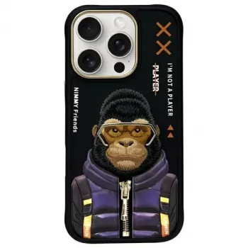 Nimmy Cool&Cute 2.0 Monkey stražnja maska za Apple iPhone 16 Pro, crna, TPU
